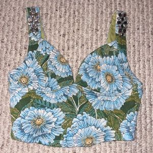 ZARA WOMAN NWT SS22 GREEN BLUE JEWEL JACQUARD Set